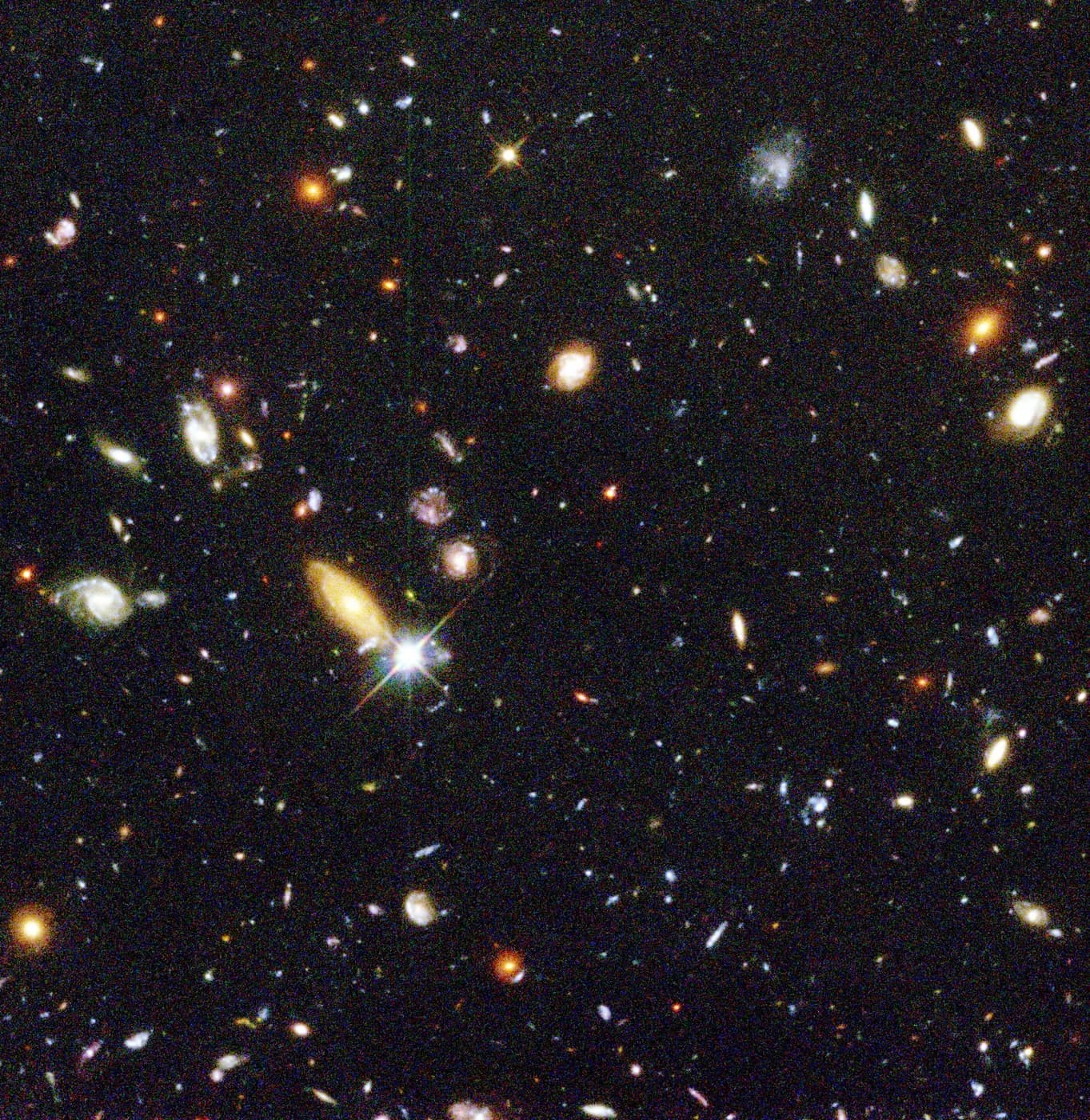 NASA Hubble Deep Field image containing hundreds of distant galaxies.
