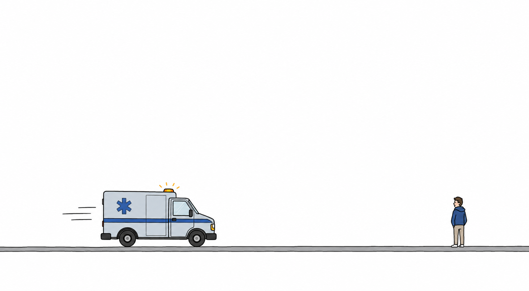 An ambulance moves to the right towards a stationary observer.