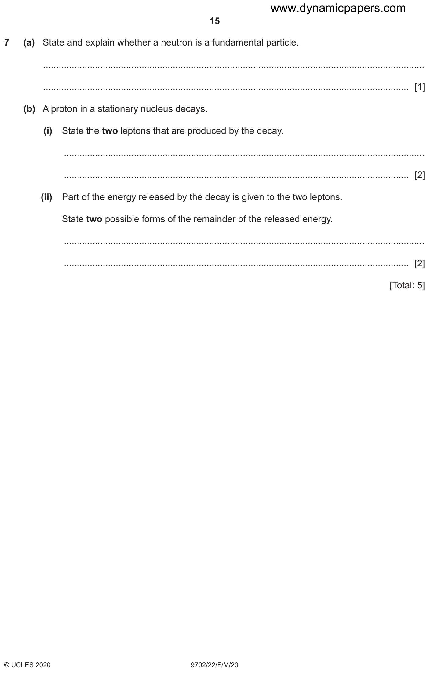 9702/22/F/M/20 question 7