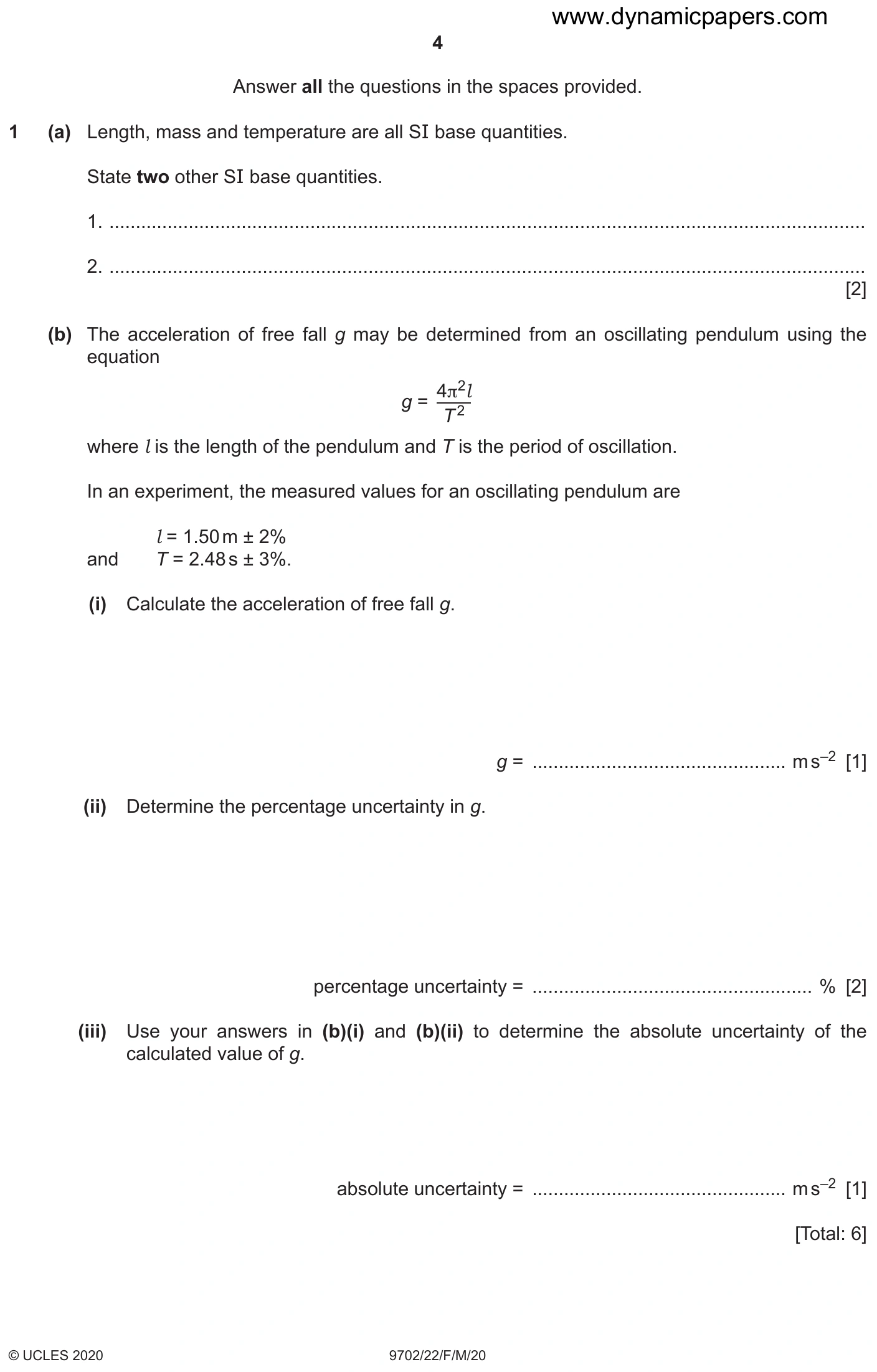 9702/22/F/M/20 question 1